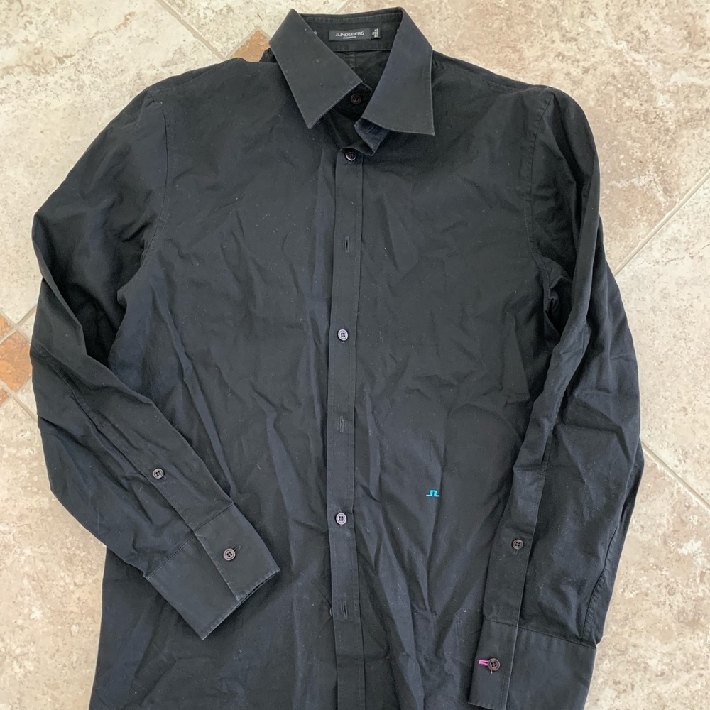 J.lindeberg black dress shirt, size 46 (small)